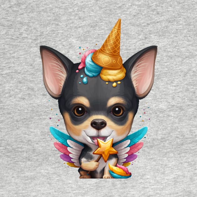 Tricolor Smooth Coat Chihuahua Ice Cream Unicorn by stonemask